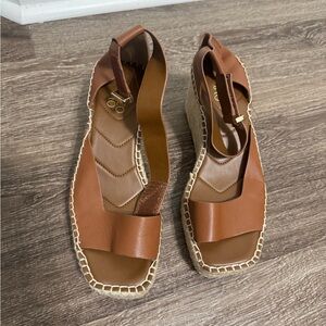 Franco Sarto Tan Leather Espadrille Sandals